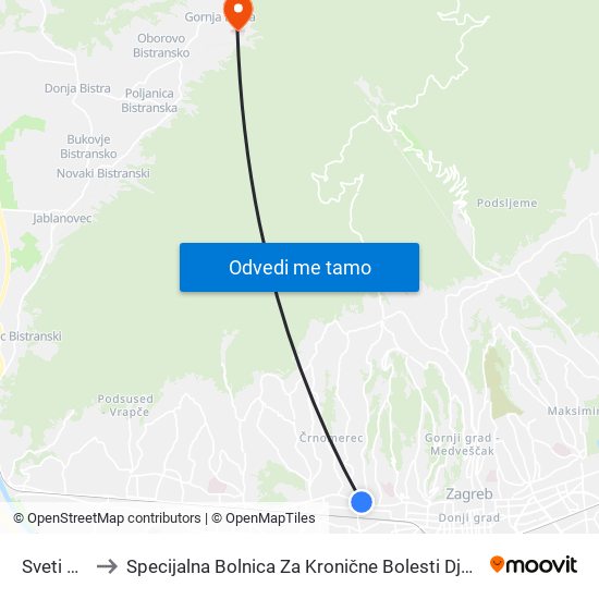 Sveti Duh to Specijalna Bolnica Za Kronične Bolesti Dječje Dobi map