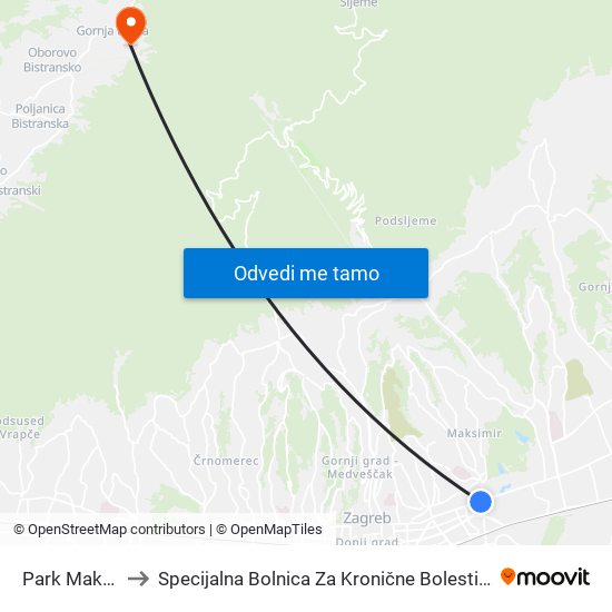 Park Maksimir to Specijalna Bolnica Za Kronične Bolesti Dječje Dobi map