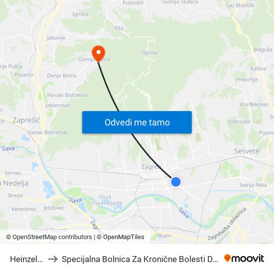 Heinzelova to Specijalna Bolnica Za Kronične Bolesti Dječje Dobi map