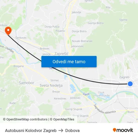 Autobusni Kolodvor Zagreb to Dobova map