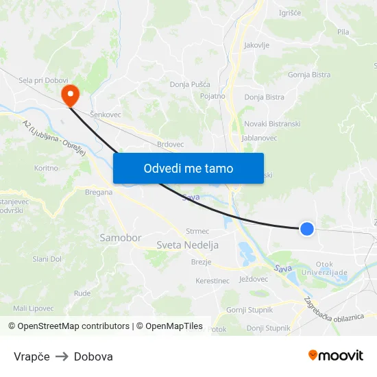 Vrapče to Dobova map
