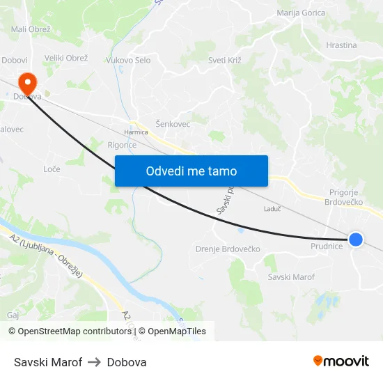 Savski Marof to Dobova map