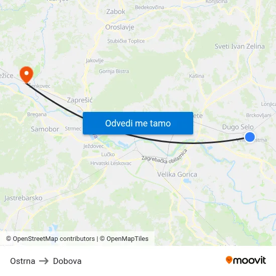 Ostrna to Dobova map