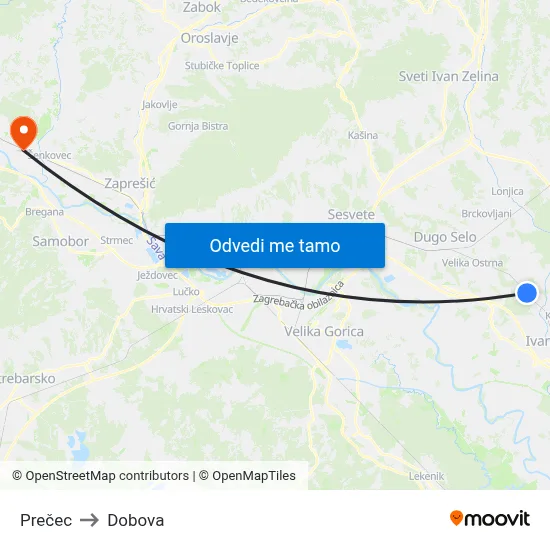 Prečec to Dobova map