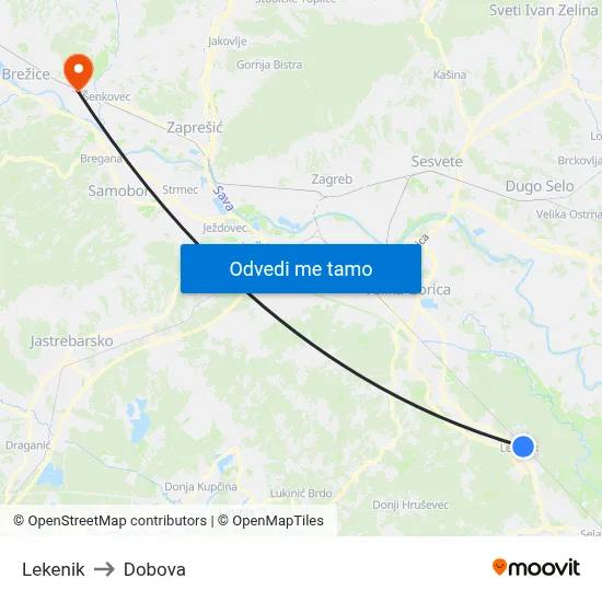 Lekenik to Dobova map