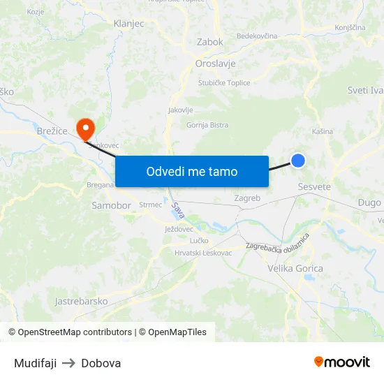 Mudifaji to Dobova map