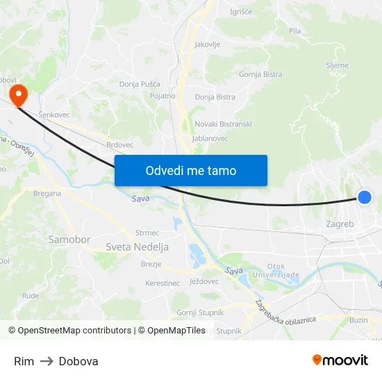 Rim to Dobova map