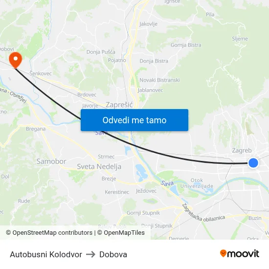 Autobusni Kolodvor to Dobova map