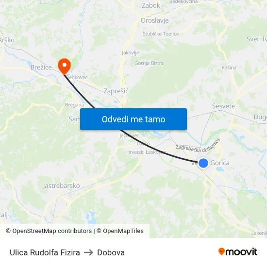 Ulica Rudolfa Fizira to Dobova map