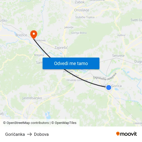 Goričanka to Dobova map