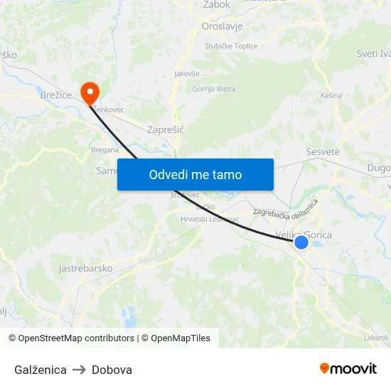 Galženica to Dobova map