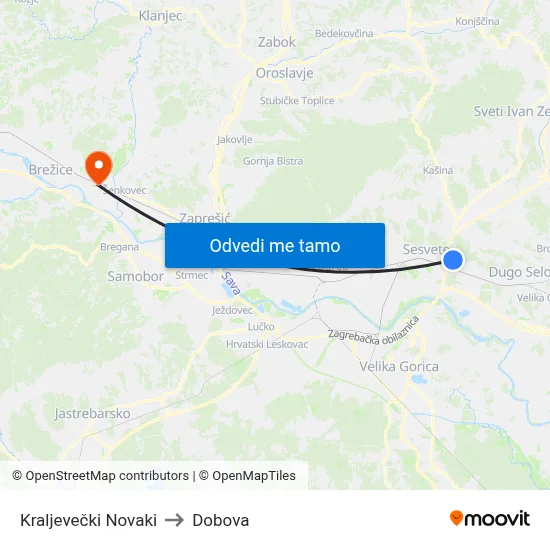 Kraljevečki Novaki to Dobova map