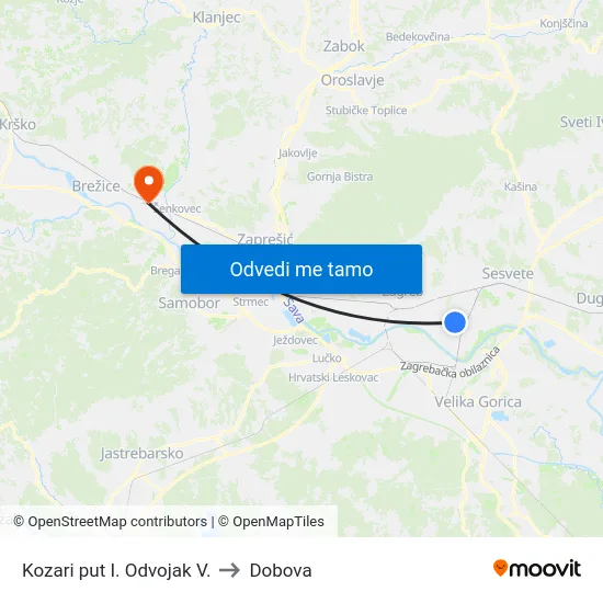 Kozari put I. Odvojak V. to Dobova map