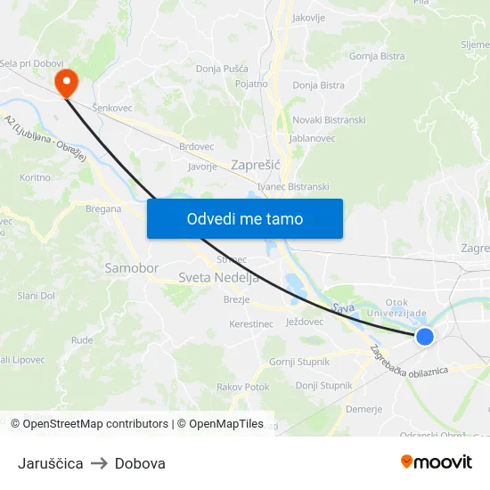 Jaruščica to Dobova map