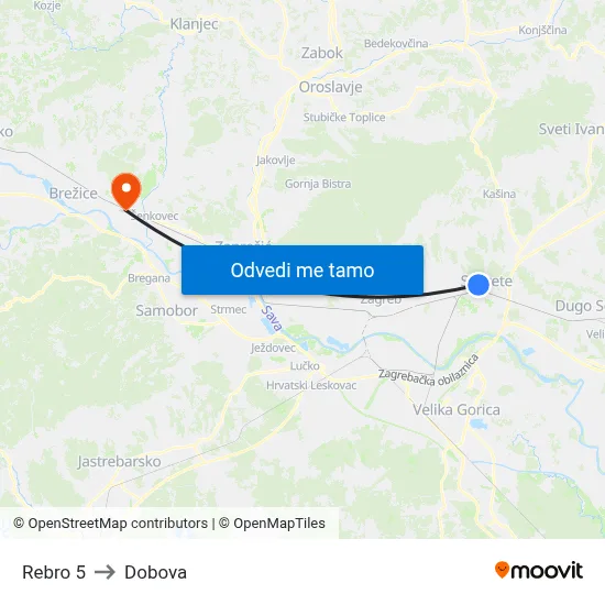 Rebro 5 to Dobova map