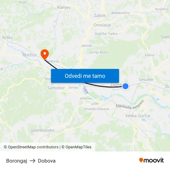 Borongaj to Dobova map