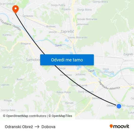 Odranski Obrež to Dobova map