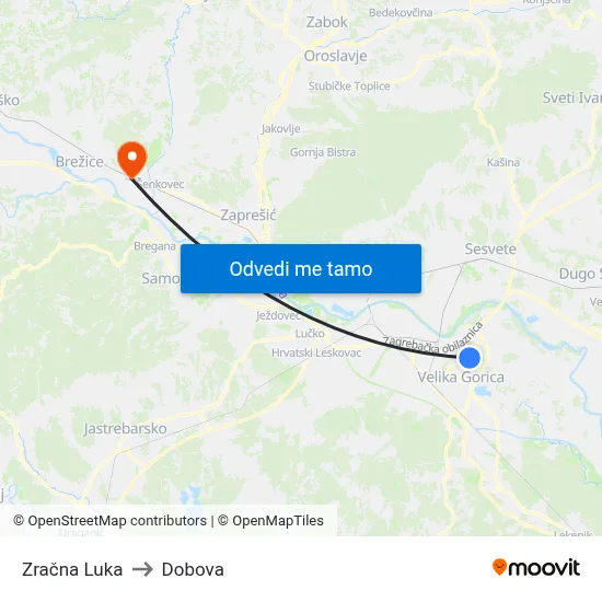 Zračna Luka to Dobova map