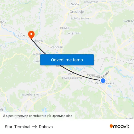 Stari Terminal to Dobova map