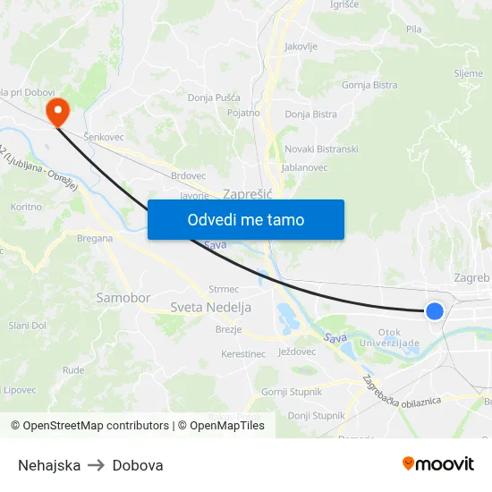 Nehajska to Dobova map