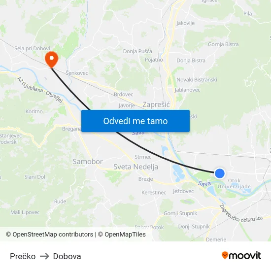 Prečko to Dobova map