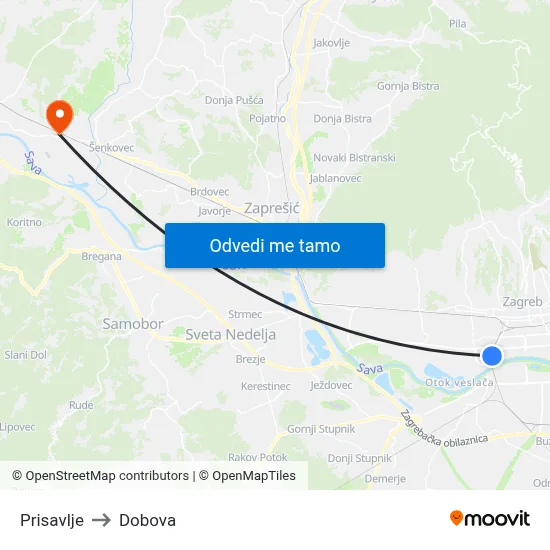 Prisavlje to Dobova map