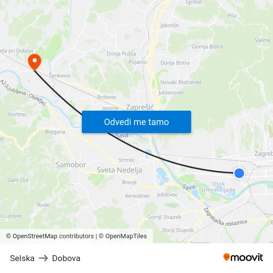 Selska to Dobova map