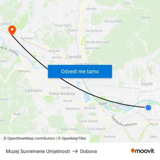 Muzej Suvremene Umjetnosti to Dobova map