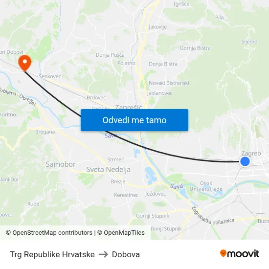 Trg Republike Hrvatske to Dobova map