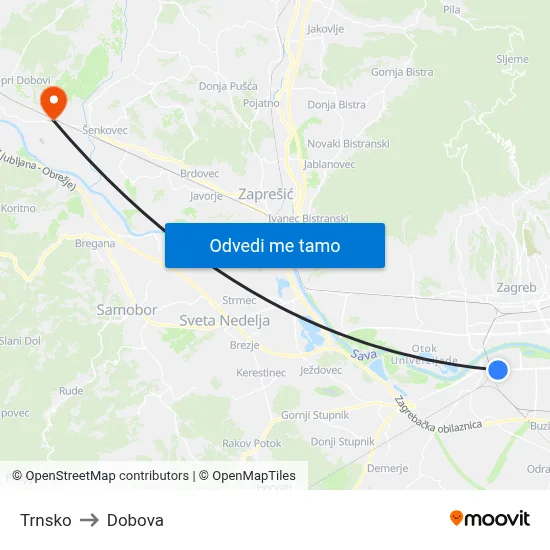 Trnsko to Dobova map
