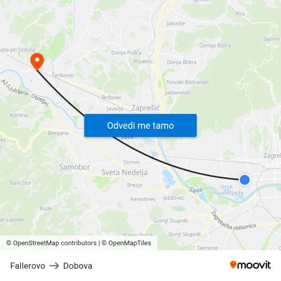 Fallerovo to Dobova map