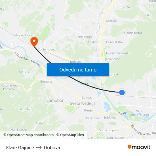 Stare Gajnice to Dobova map