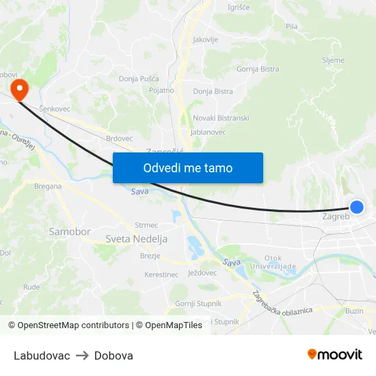 Labudovac to Dobova map