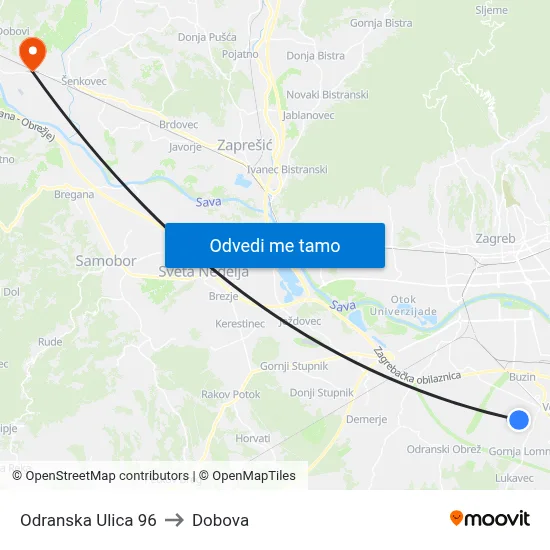 Odranska Ulica 96 to Dobova map