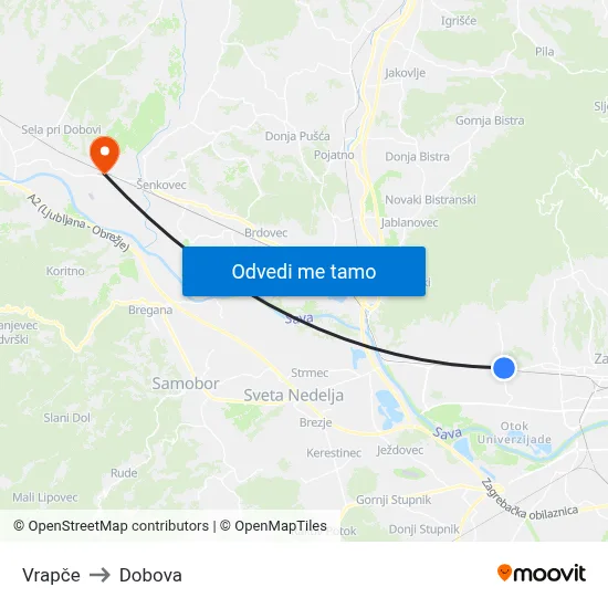 Vrapče to Dobova map