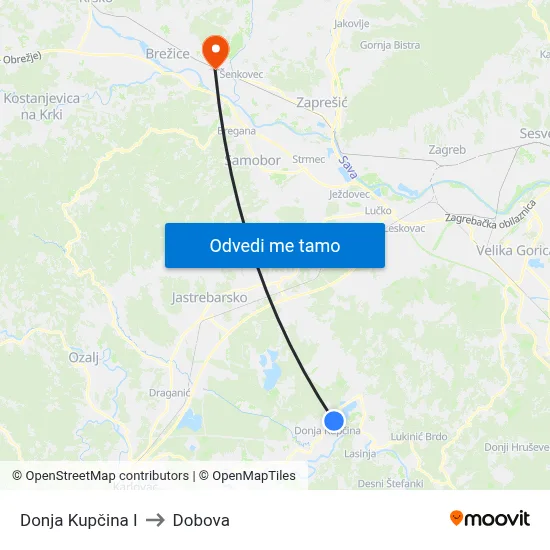 Donja Kupčina I to Dobova map