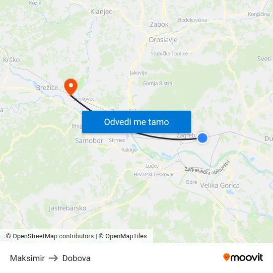 Maksimir to Dobova map