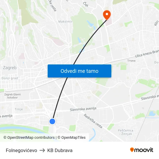 Folnegovićevo to KB Dubrava map