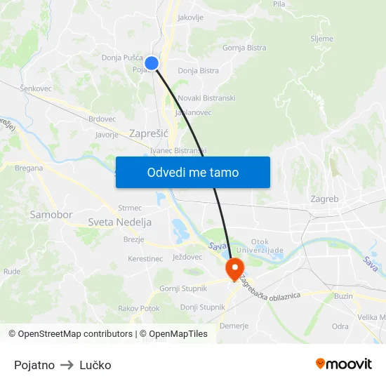 Pojatno to Lučko map