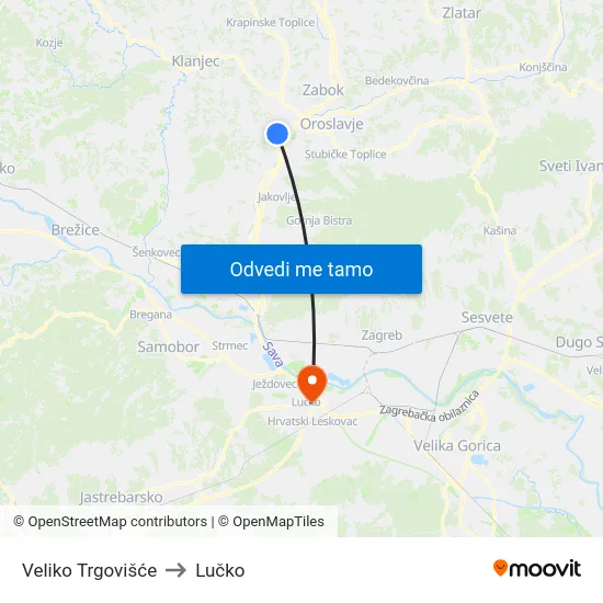 Veliko Trgovišće to Lučko map