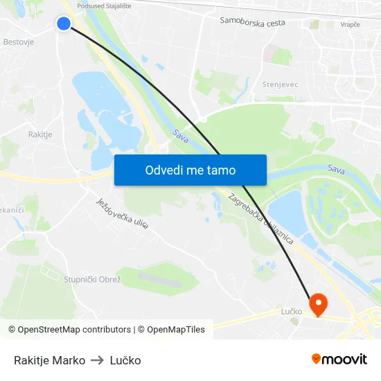 Rakitje Marko to Lučko map