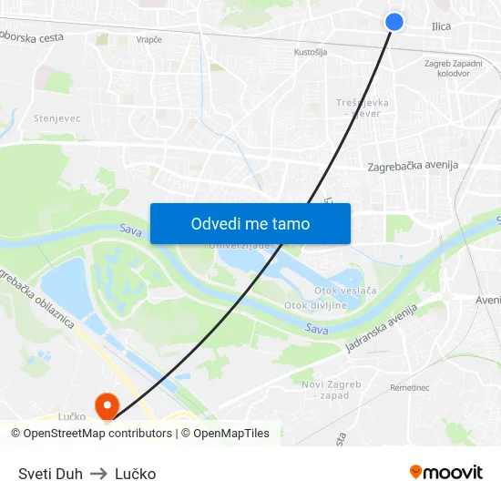 Sveti Duh to Lučko map