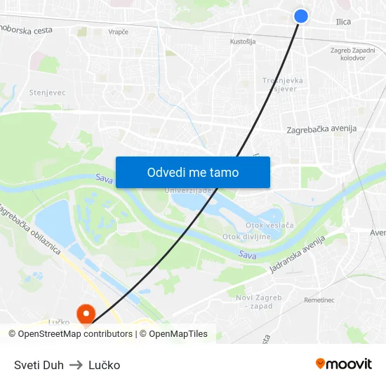 Sveti Duh to Lučko map