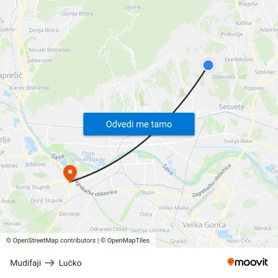 Mudifaji to Lučko map