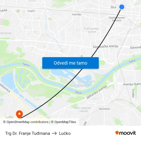 Trg Dr. Franje Tuđmana to Lučko map