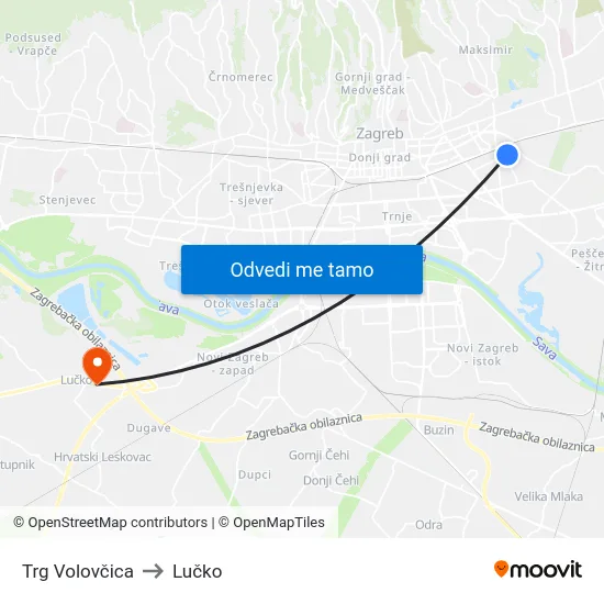 Trg Volovčica to Lučko map