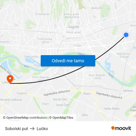 Sobolski put to Lučko map