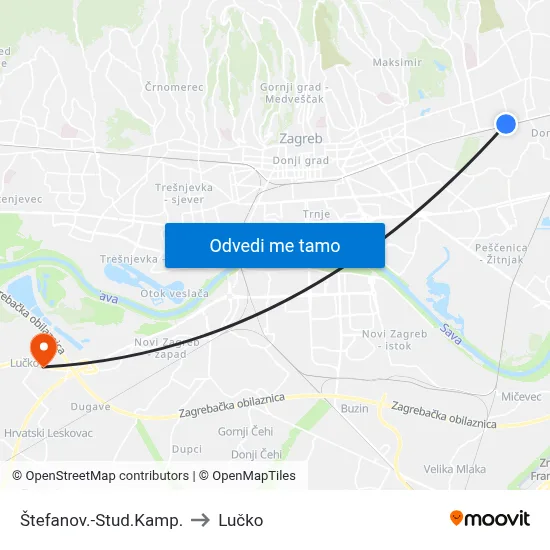 Štefanov.-Stud.Kamp. to Lučko map