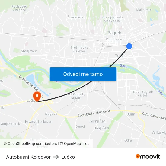 Autobusni Kolodvor to Lučko map