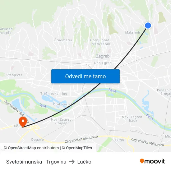 Svetošimunska - Trgovina to Lučko map